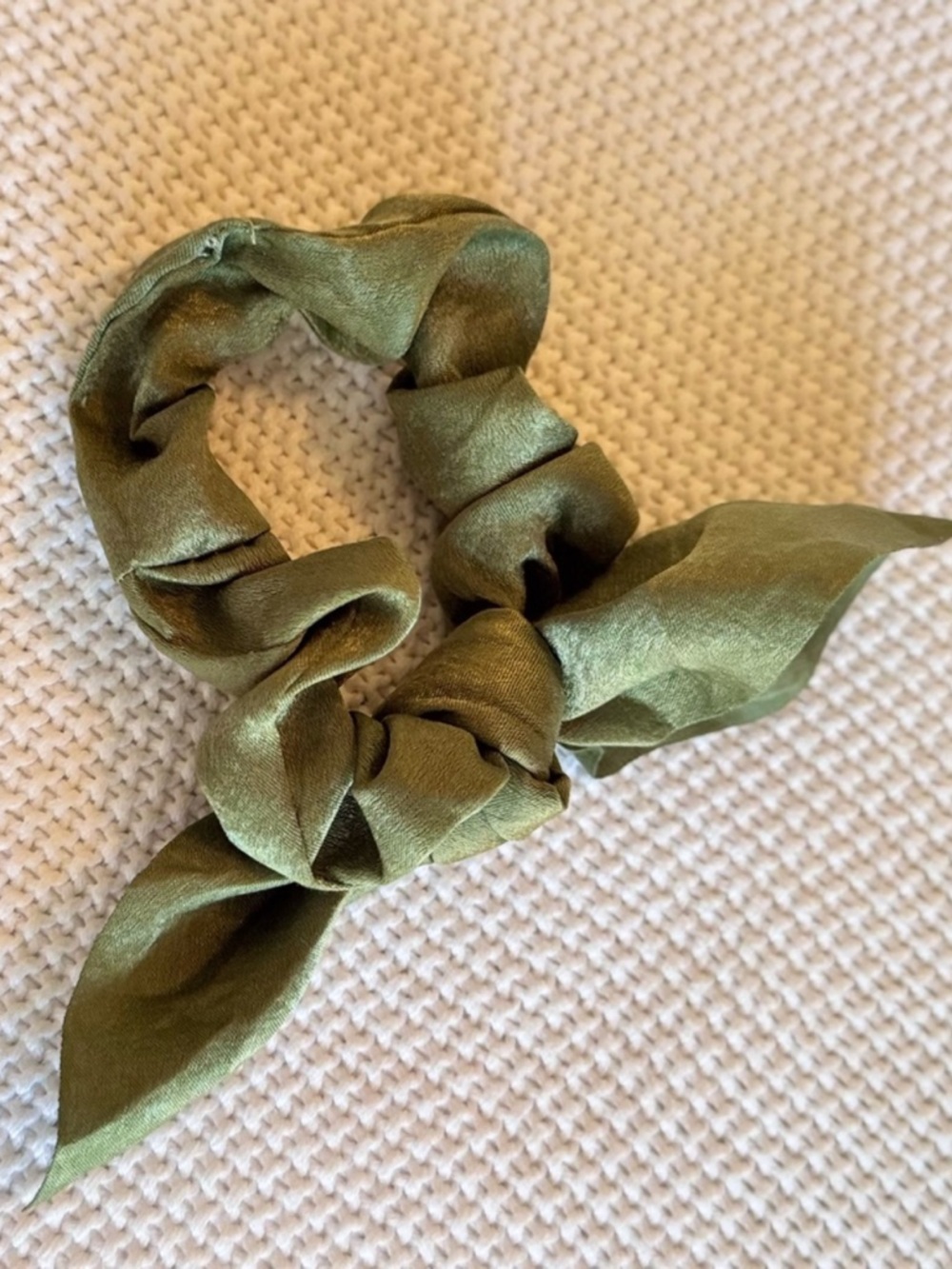 Silky Sage Olive Green Hair Scrunchie Hair Tie